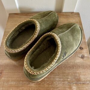 UGG Forest Green Slippers with Gold Accents